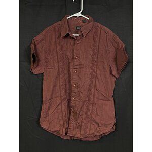 Guess SKU 513 Mens Maroon Short Sleeve Button Up Shirt Size XL